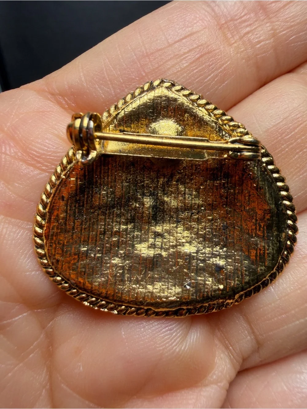 VTG 1960s Mid Century Gold Filigree Brooch Purple Black Pearl Statement Pin